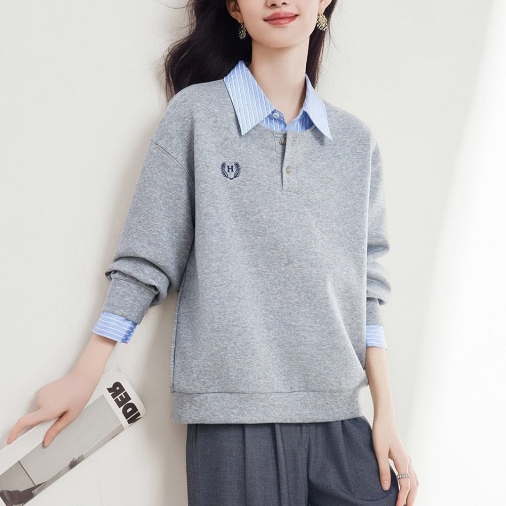 スウェット2ピースフェイクシャツ｜オフィスカジュアル レディース 通販【ミレジェネ】