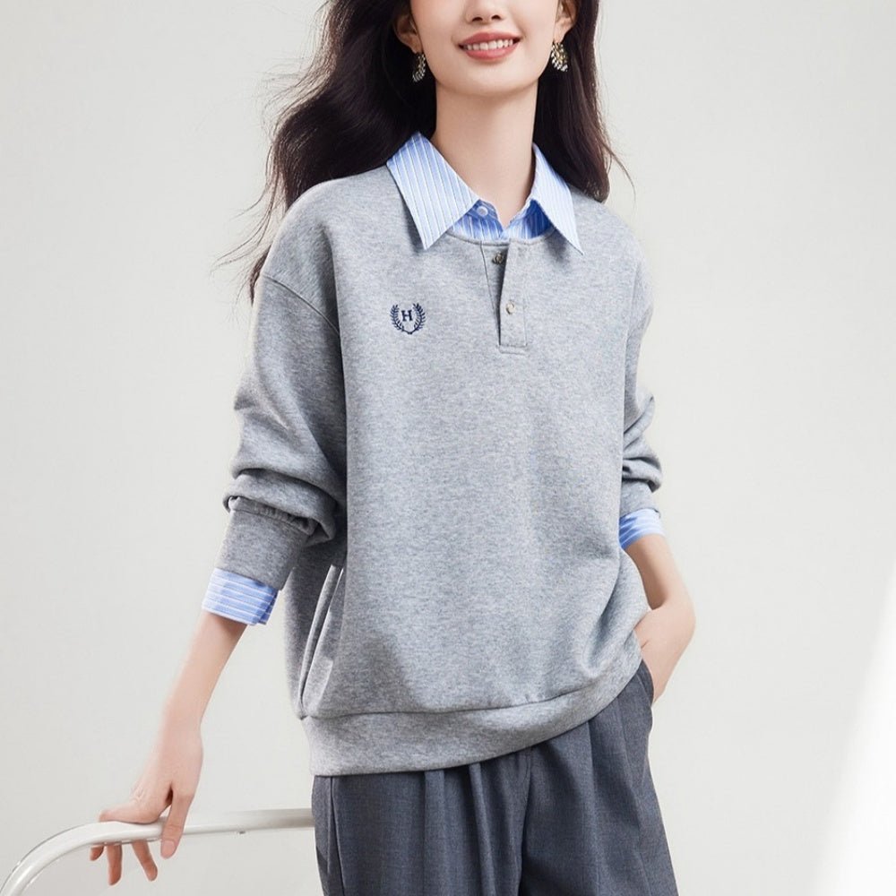 スウェット2ピースフェイクシャツ｜オフィスカジュアル レディース 通販【ミレジェネ】