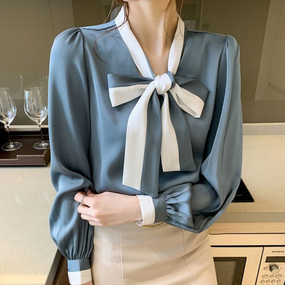 2色ボウタイブラウス｜オフィスカジュアル レディース 通販【ミレジェネ】