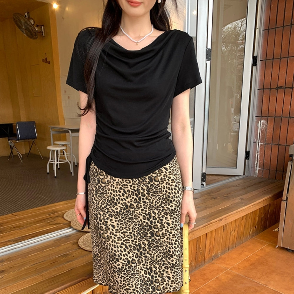 ドレープネックサイドドロストＴシャツ