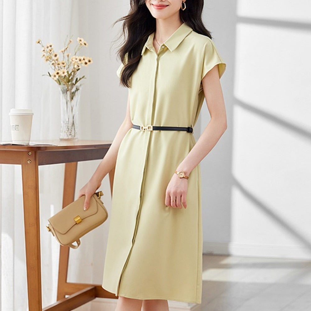 BRIEFING ミントグリーン 半袖ワンピース チーク Cheek 半袖開襟シャツワンピース （MINT GREEN