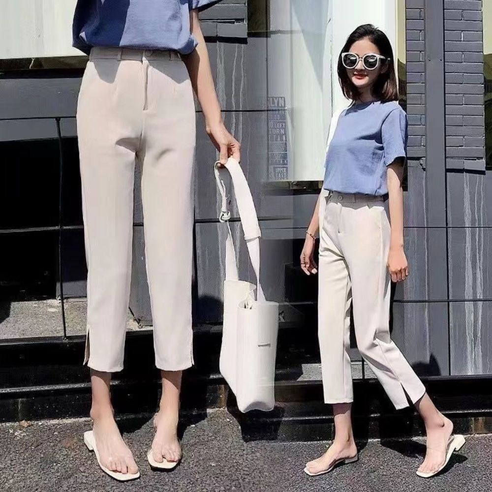 サイドスリットノータックパンツ