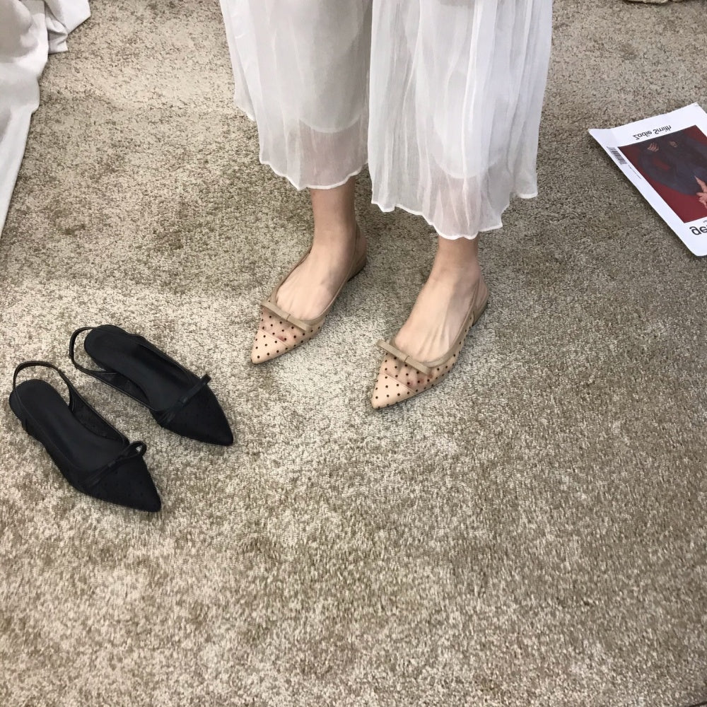 ドットチュールスリングバックパンプス