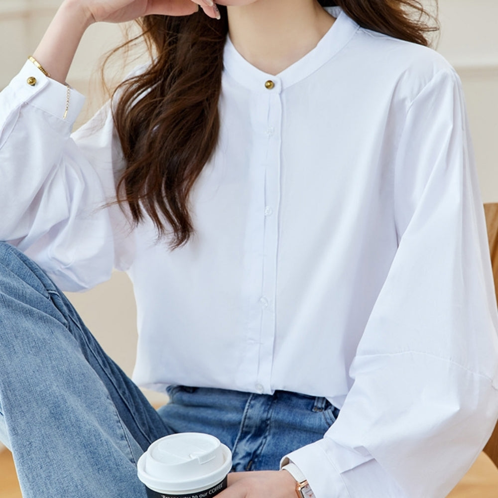 ラウンドネックゆったりシャツ