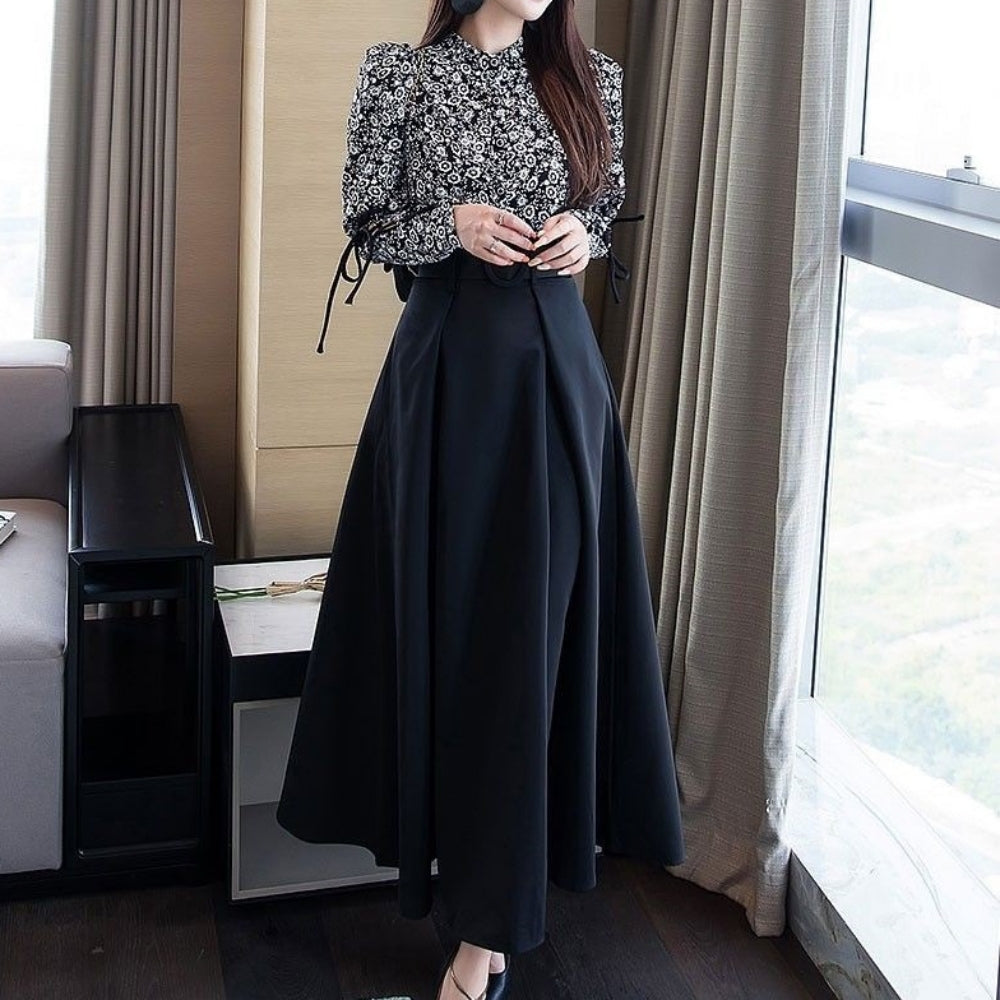 ハイウエストボリュームフレアスカート