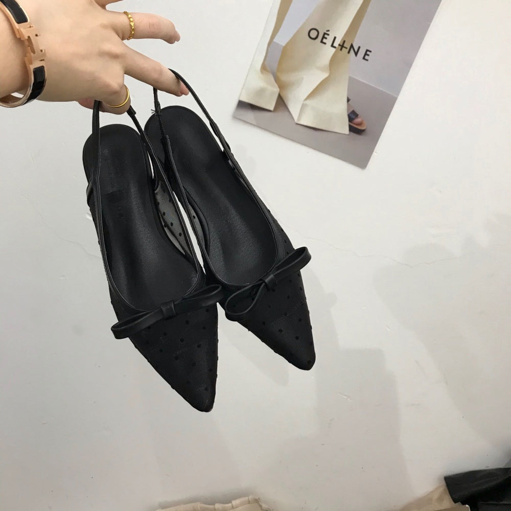 ドットチュールスリングバックパンプス