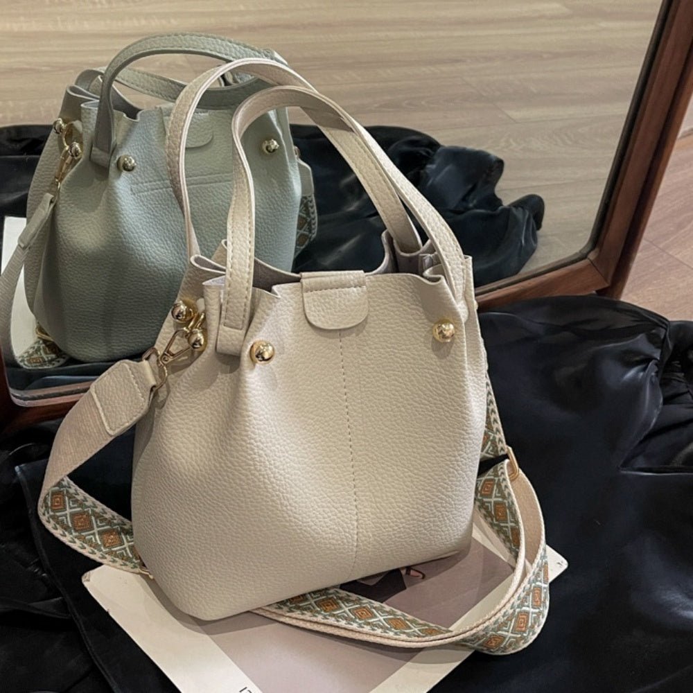 合皮製ショルダーベルト付き2wayハンドバッグ｜オフィスカジュアル