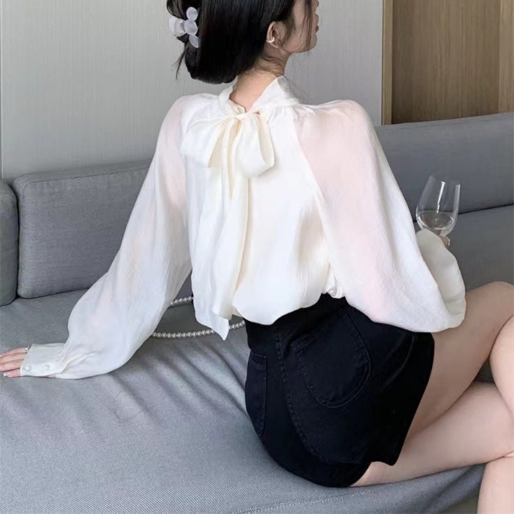 前後2WAYボリュームボウタイブラウス｜オフィスカジュアル レディース 通販【ミレジェネ】