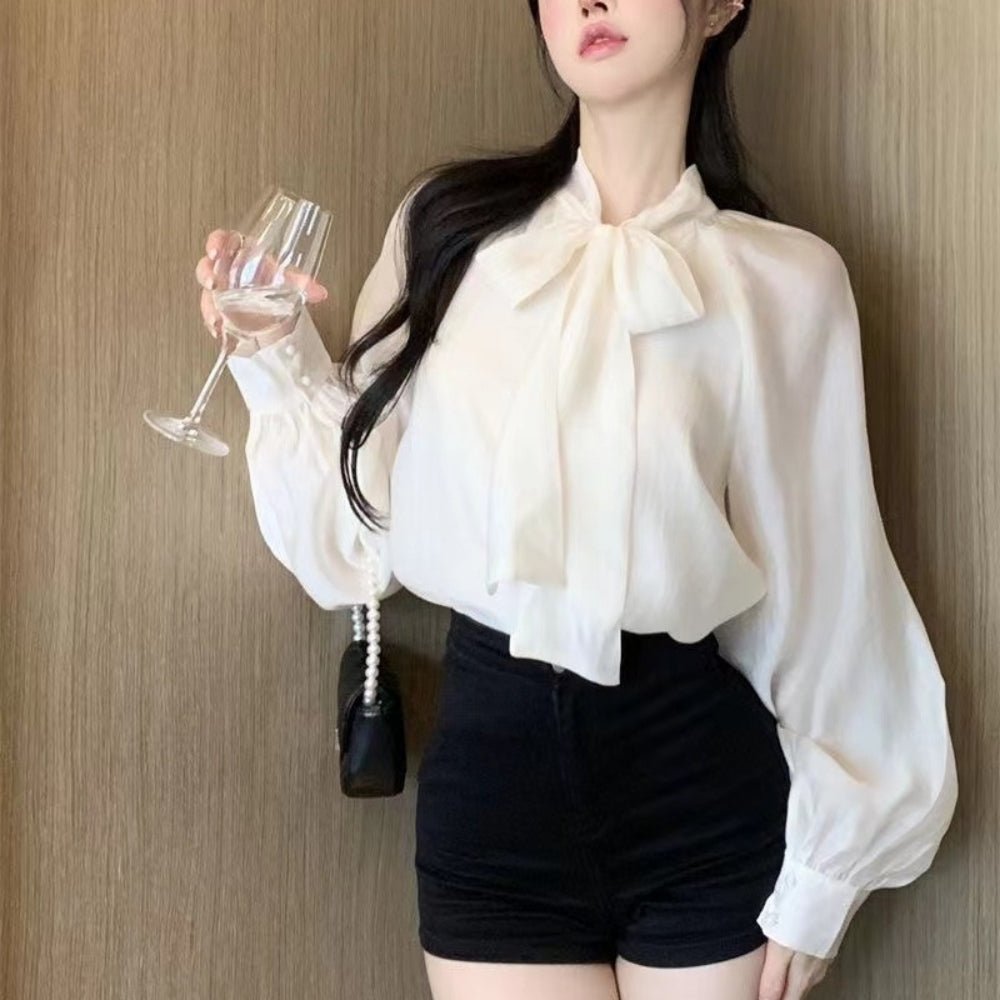 前後2WAYボリュームボウタイブラウス｜オフィスカジュアル レディース 通販【ミレジェネ】