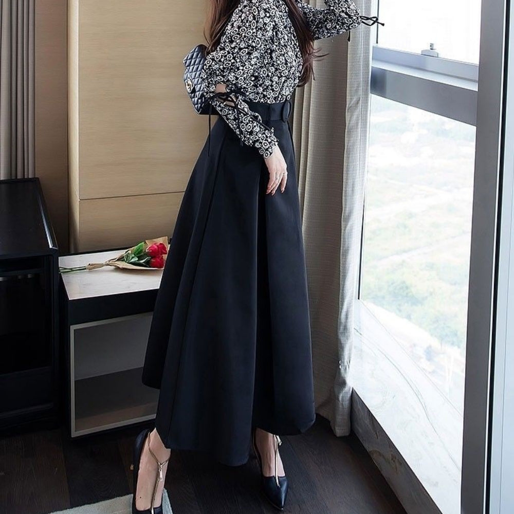 ハイウエストボリュームフレアスカート