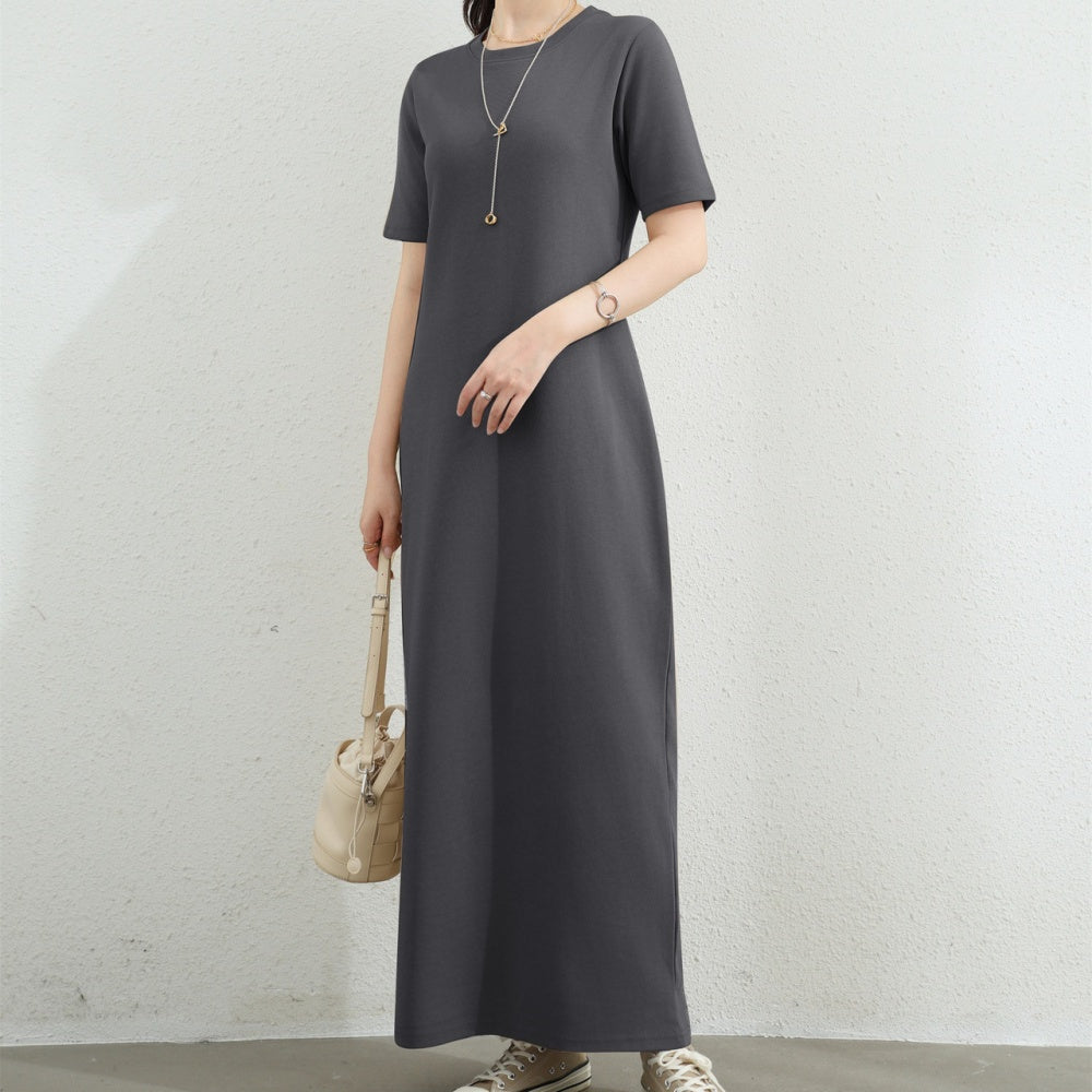 半袖ストレートロングワンピース