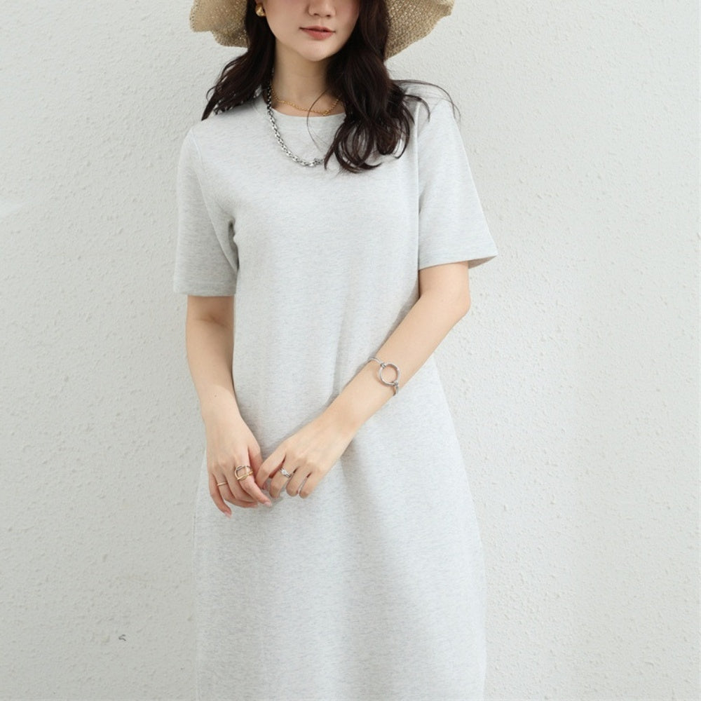 半袖ストレートロングワンピース