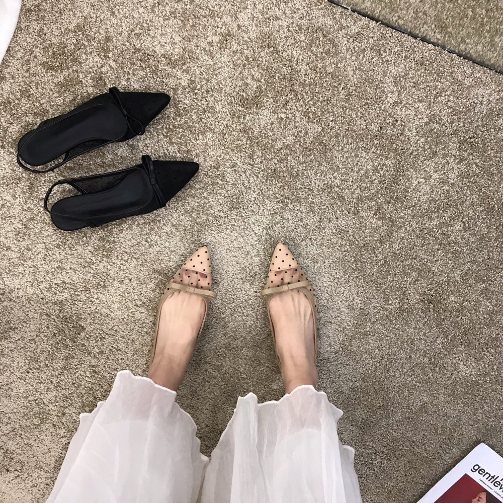 ドットチュールスリングバックパンプス