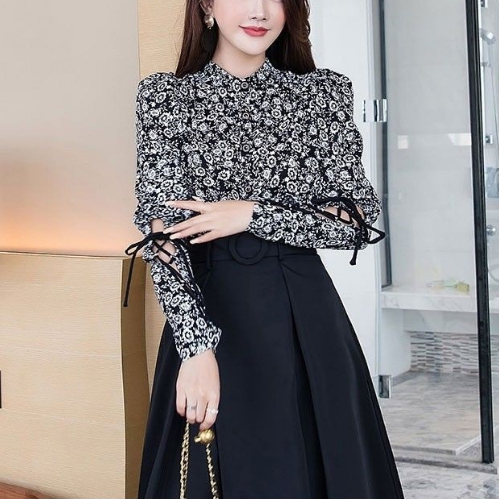 ハイウエストボリュームフレアスカート