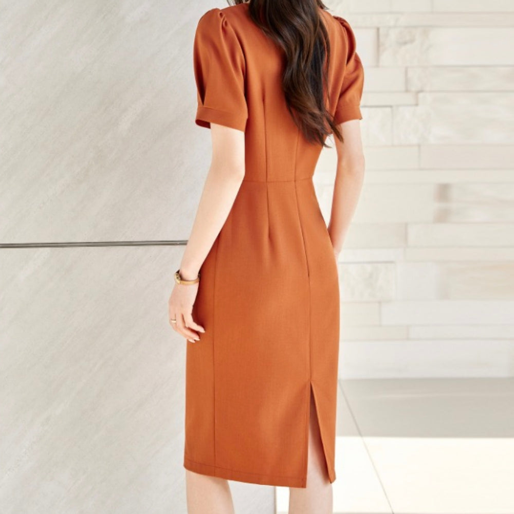 パフスリーブ半袖ワンピース