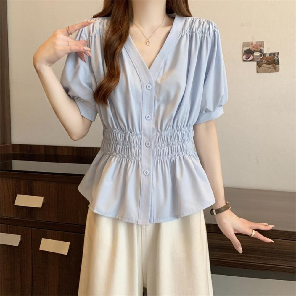 ウエストシャーリングブラウス