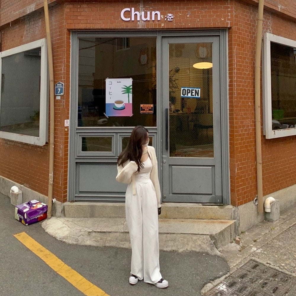ハイウエストスウェットワイドストレートパンツ