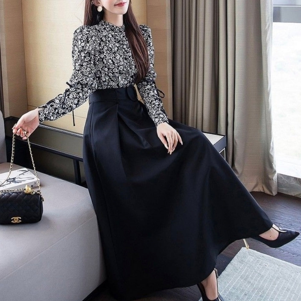 ハイウエストボリュームフレアスカート