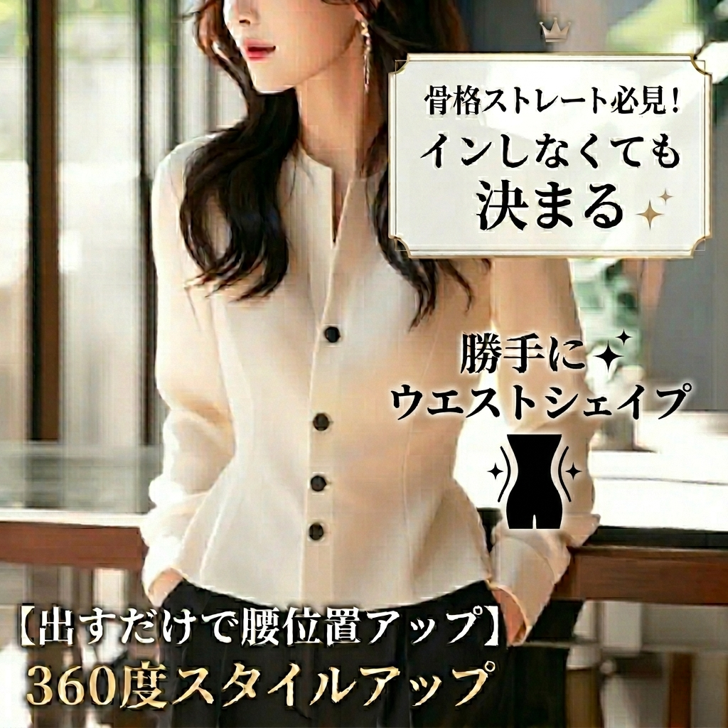 【オフィスカジュアル/着痩せ】ウエストシェイプシャツブラウス [ミレジェネ]