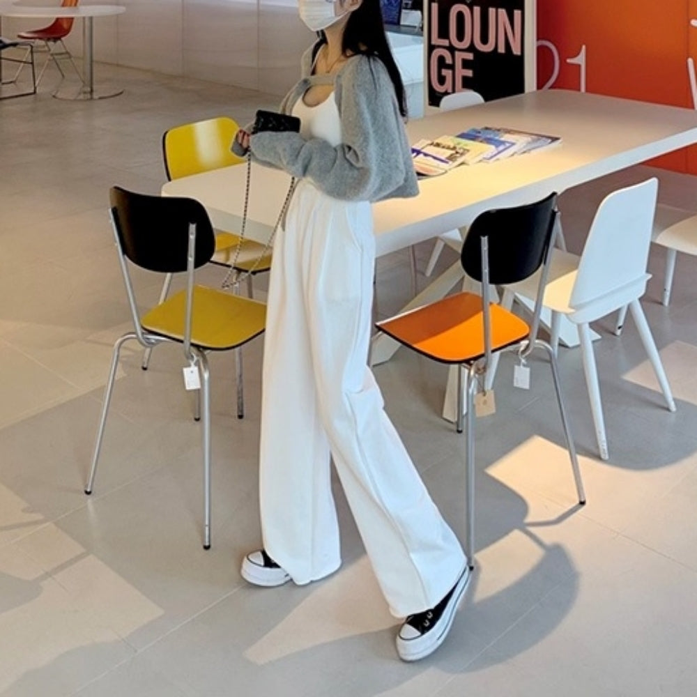 ハイウエストスウェットワイドストレートパンツ