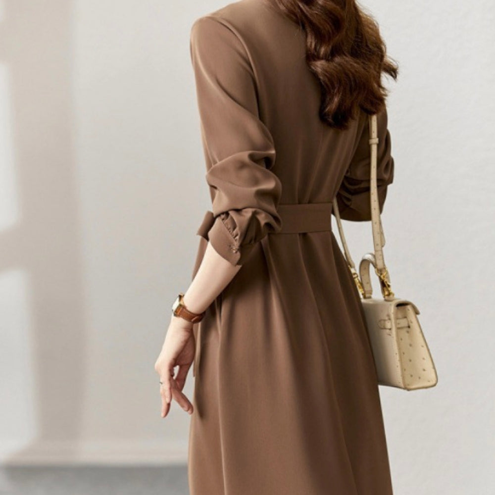 ウエストリボンミドル丈ワンピース