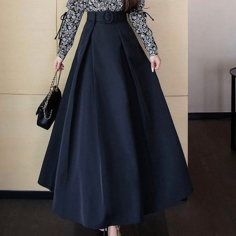 ハイウエストボリュームフレアスカート