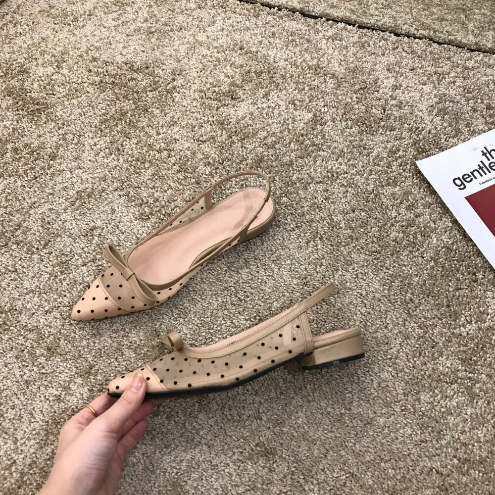 ドットチュールスリングバックパンプス