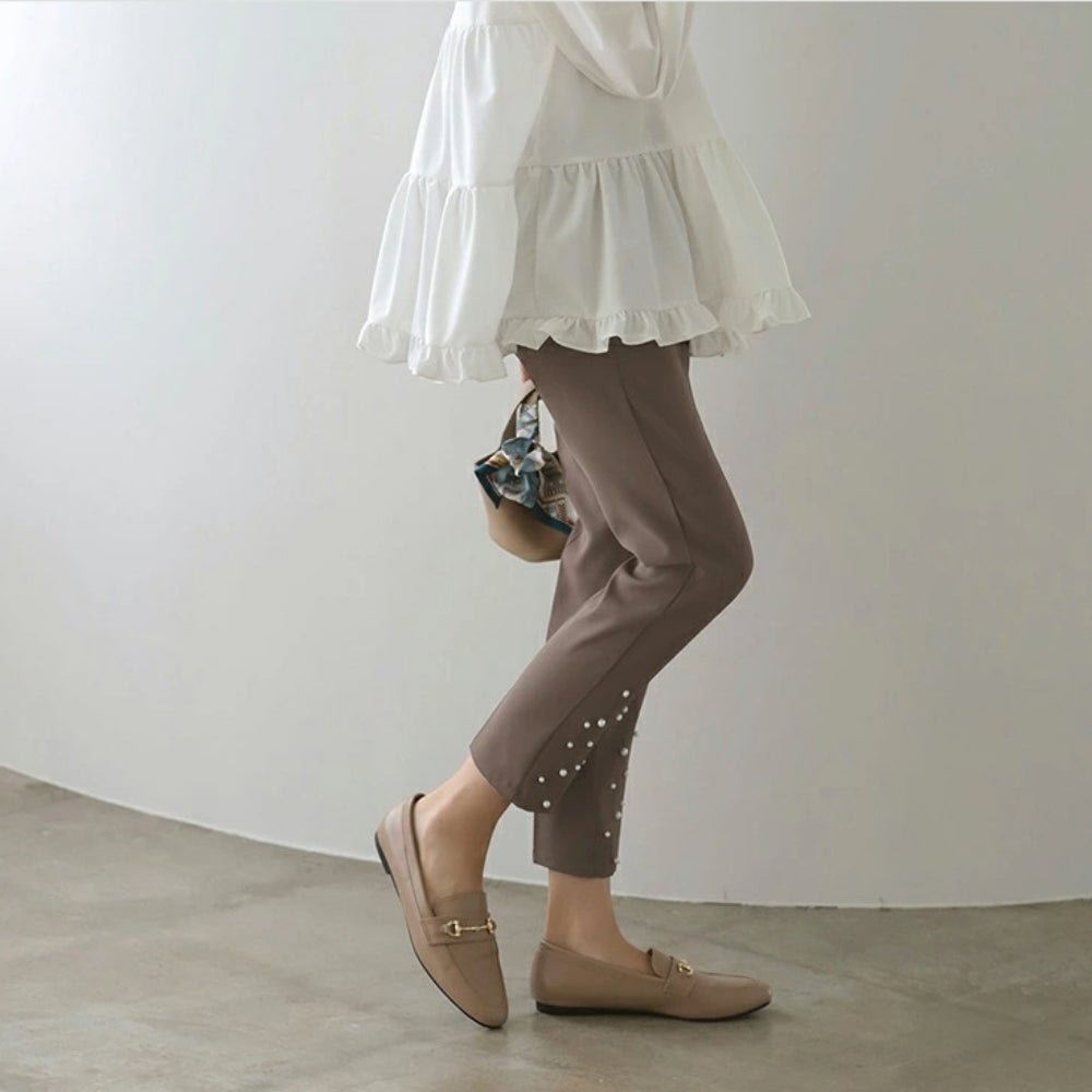 パールアクセント7分丈パンツ｜オフィスカジュアル レディース 通販【ミレジェネ】