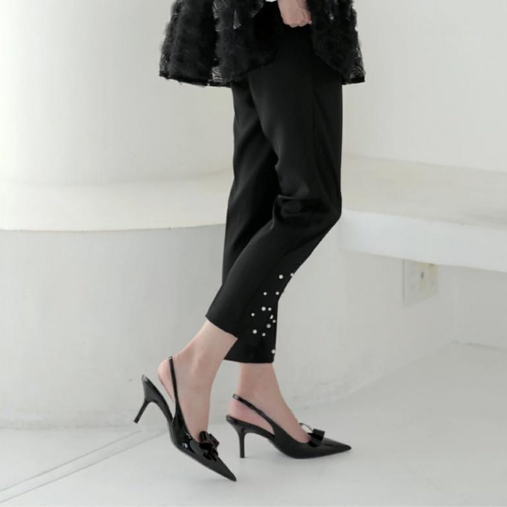 パールアクセント7分丈パンツ｜オフィスカジュアル レディース 通販【ミレジェネ】