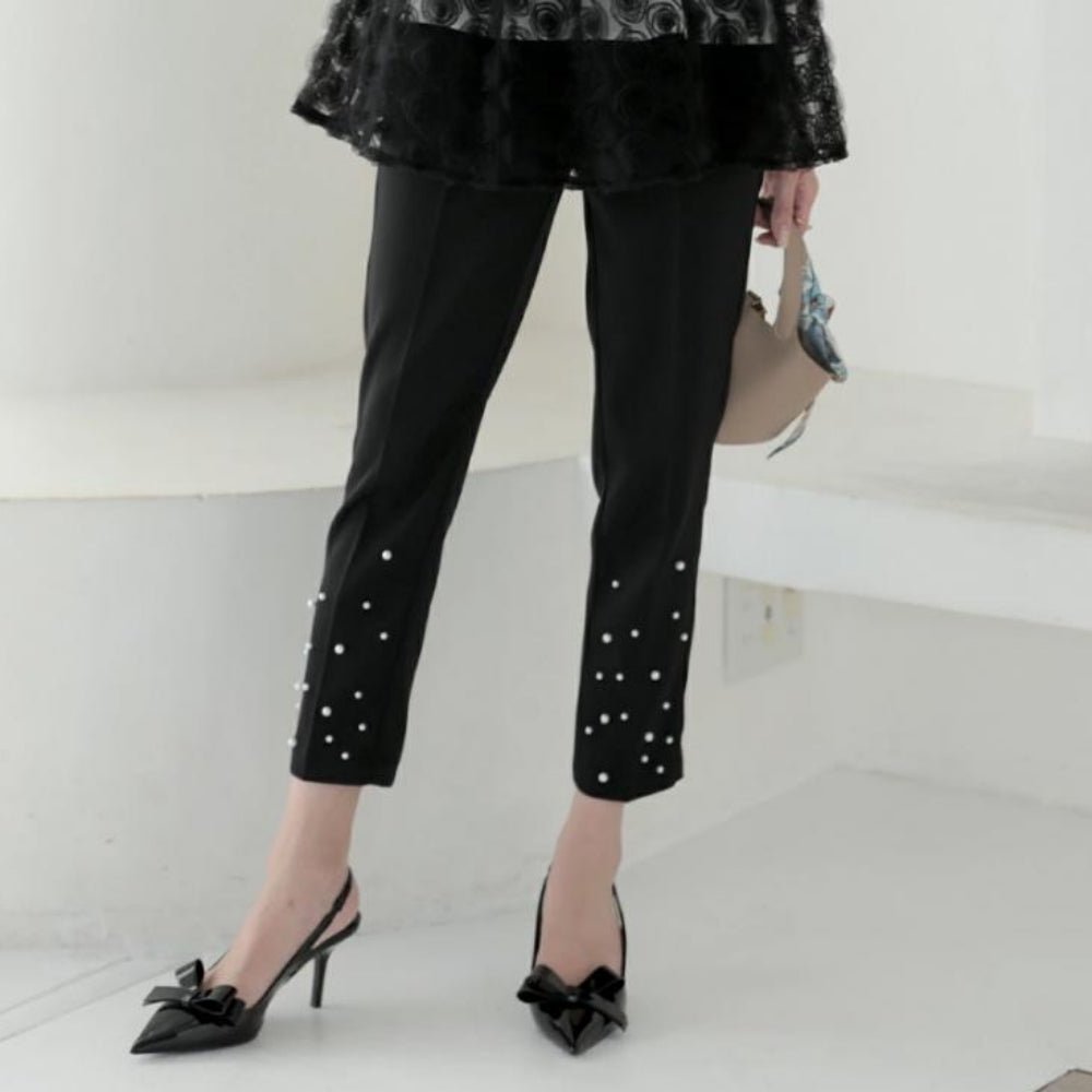 パールアクセント7分丈パンツ｜オフィスカジュアル レディース 通販【ミレジェネ】