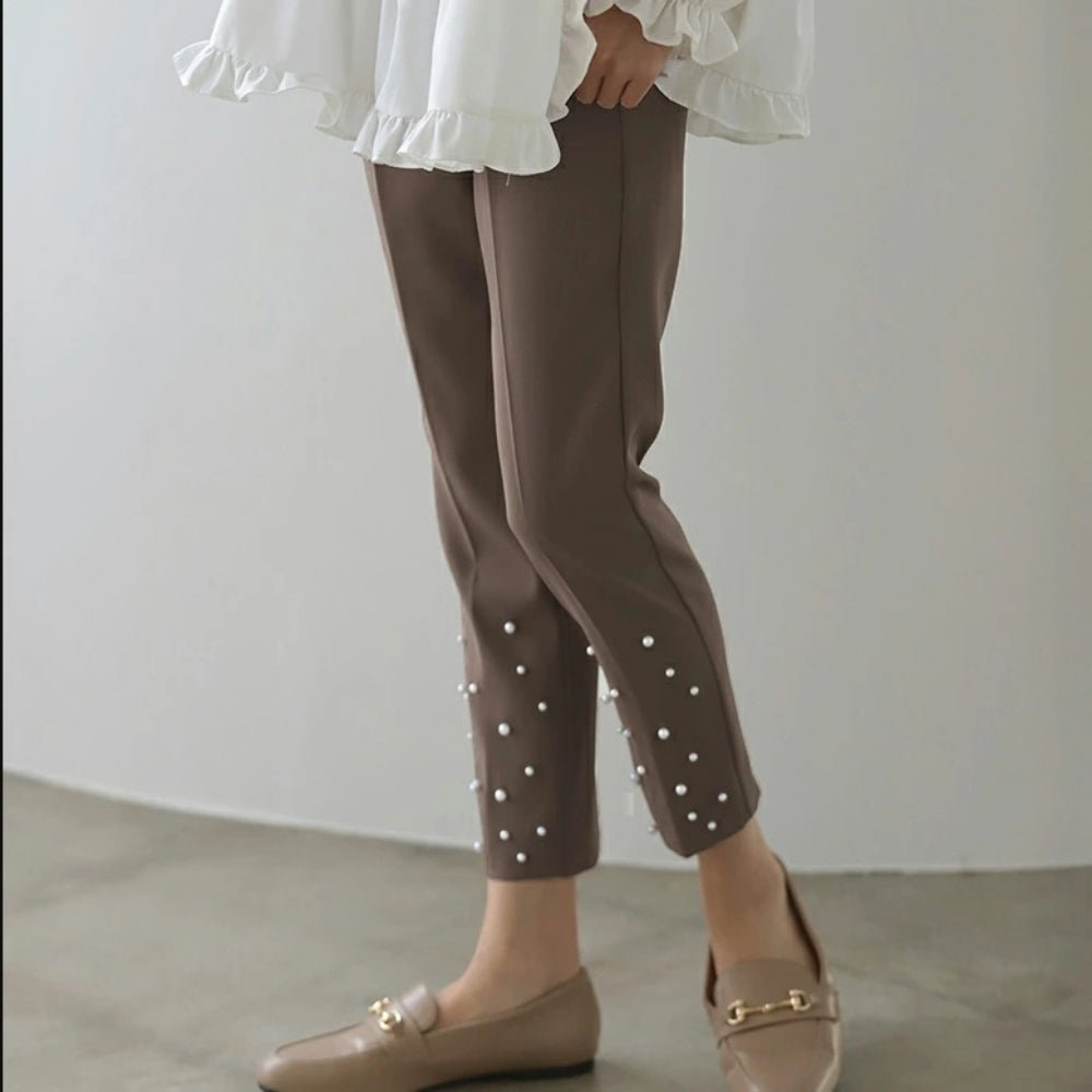 パールアクセント7分丈パンツ｜オフィスカジュアル レディース 通販【ミレジェネ】