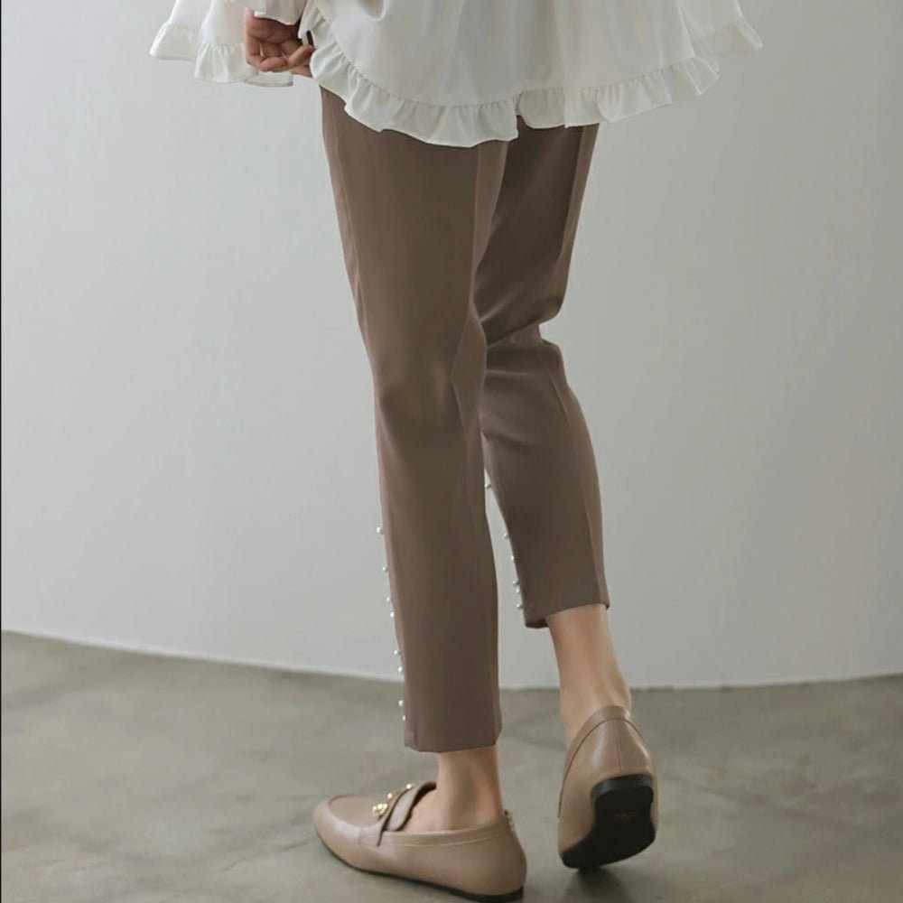 パールアクセント7分丈パンツ｜オフィスカジュアル レディース 通販【ミレジェネ】