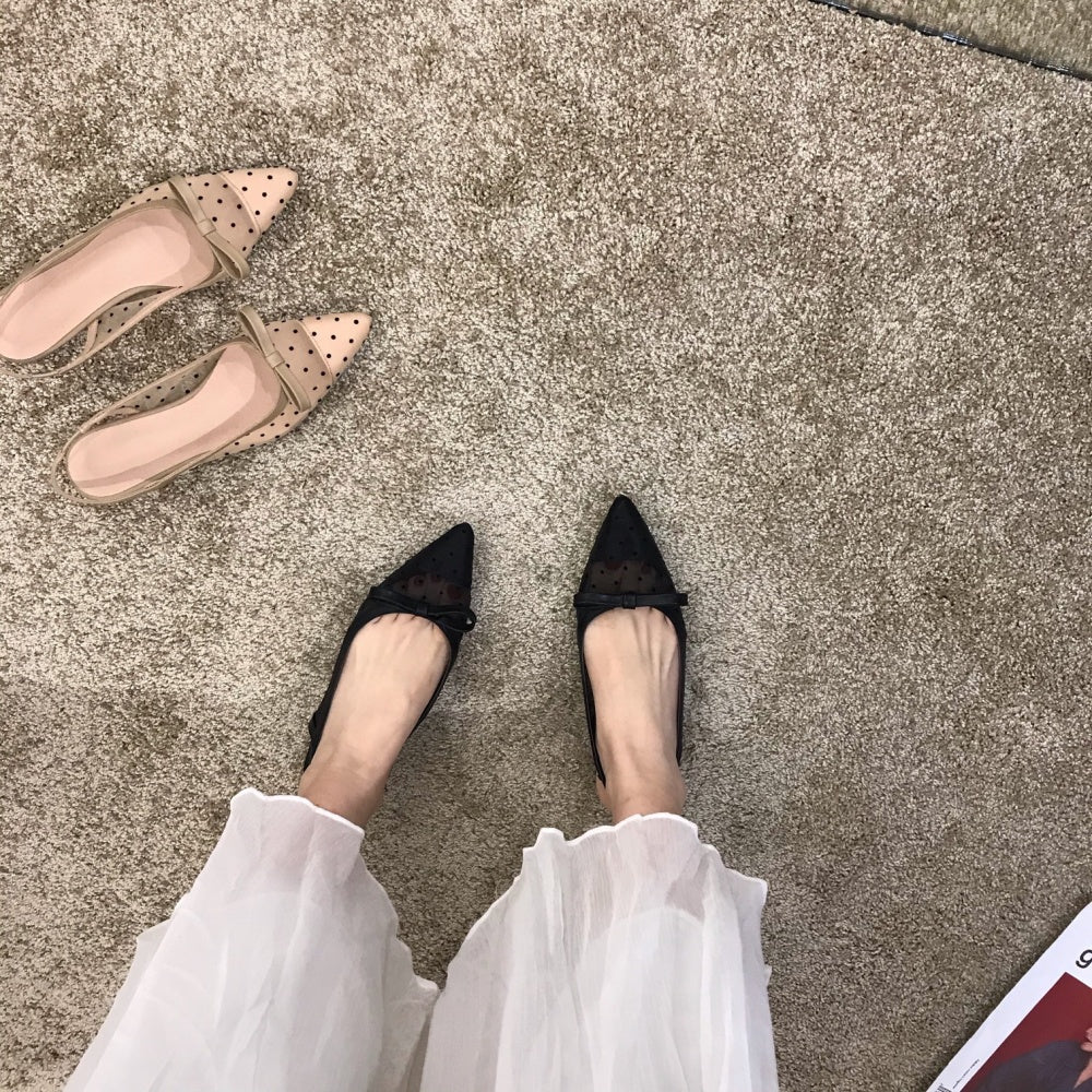 ドットチュールスリングバックパンプス