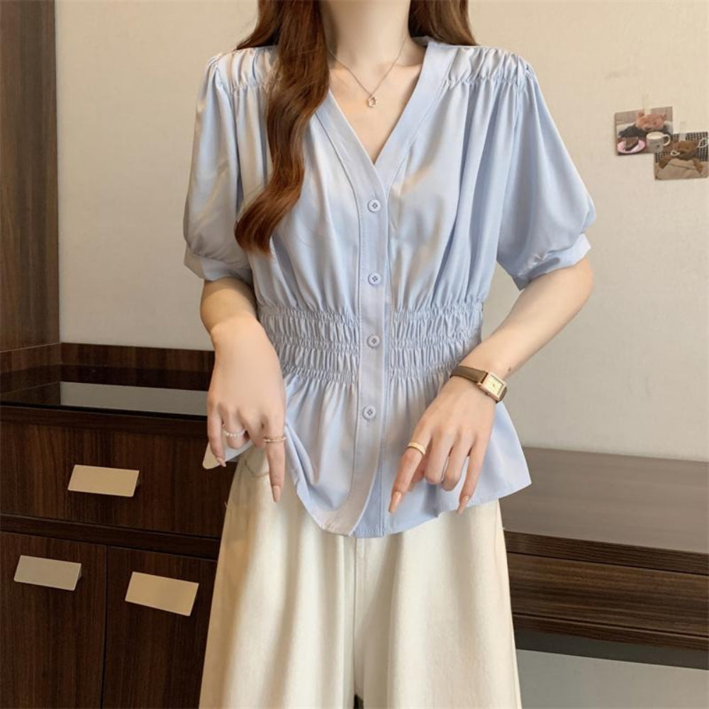 ウエストシャーリングブラウス