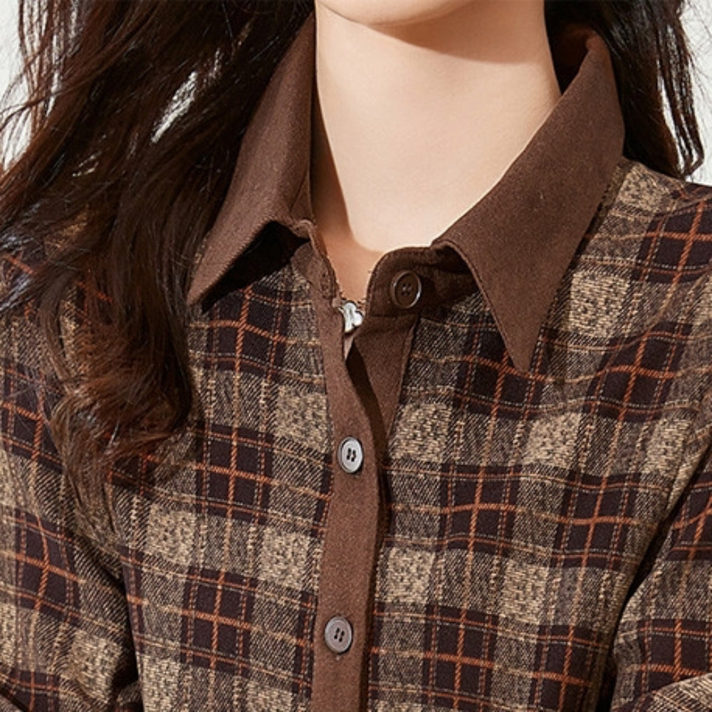 ウエスト切り替えチェック柄シャツワンピース