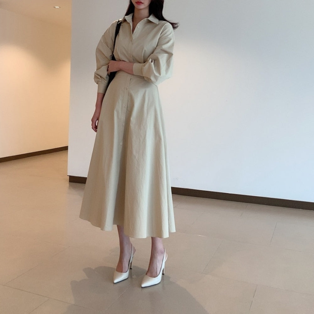 ウエストシェイプシャツワンピース