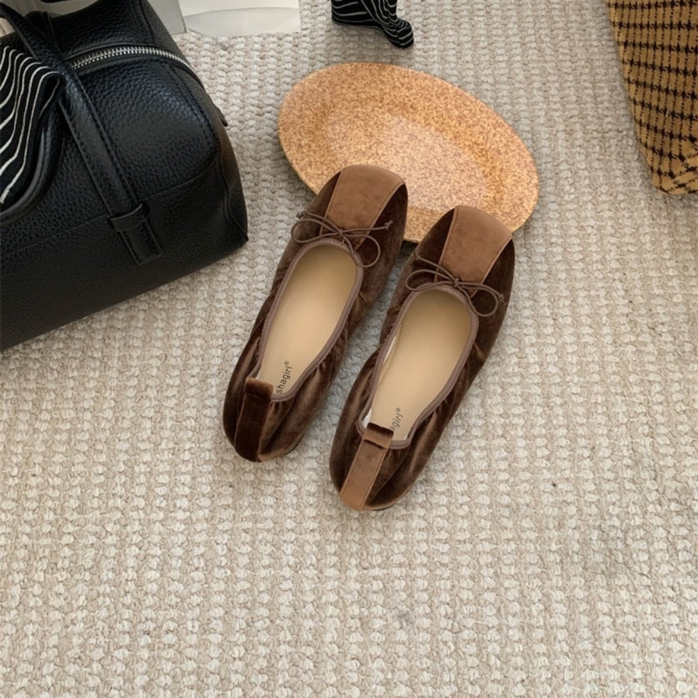 ベルベットリボンフラットシューズ