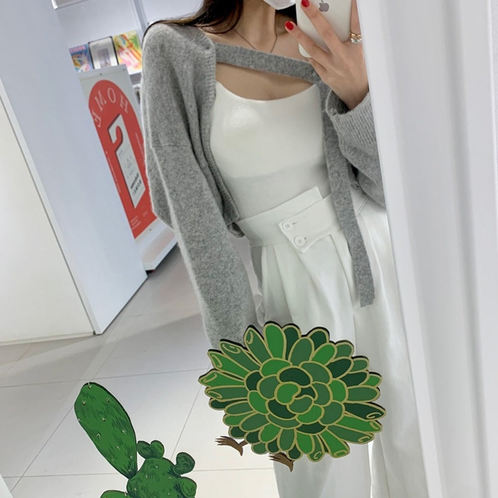 ハイウエストスウェットワイドストレートパンツ