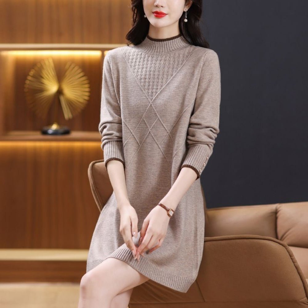 ハイネックAラインニットワンピース｜オフィスカジュアル レディース 通販【ミレジェネ】