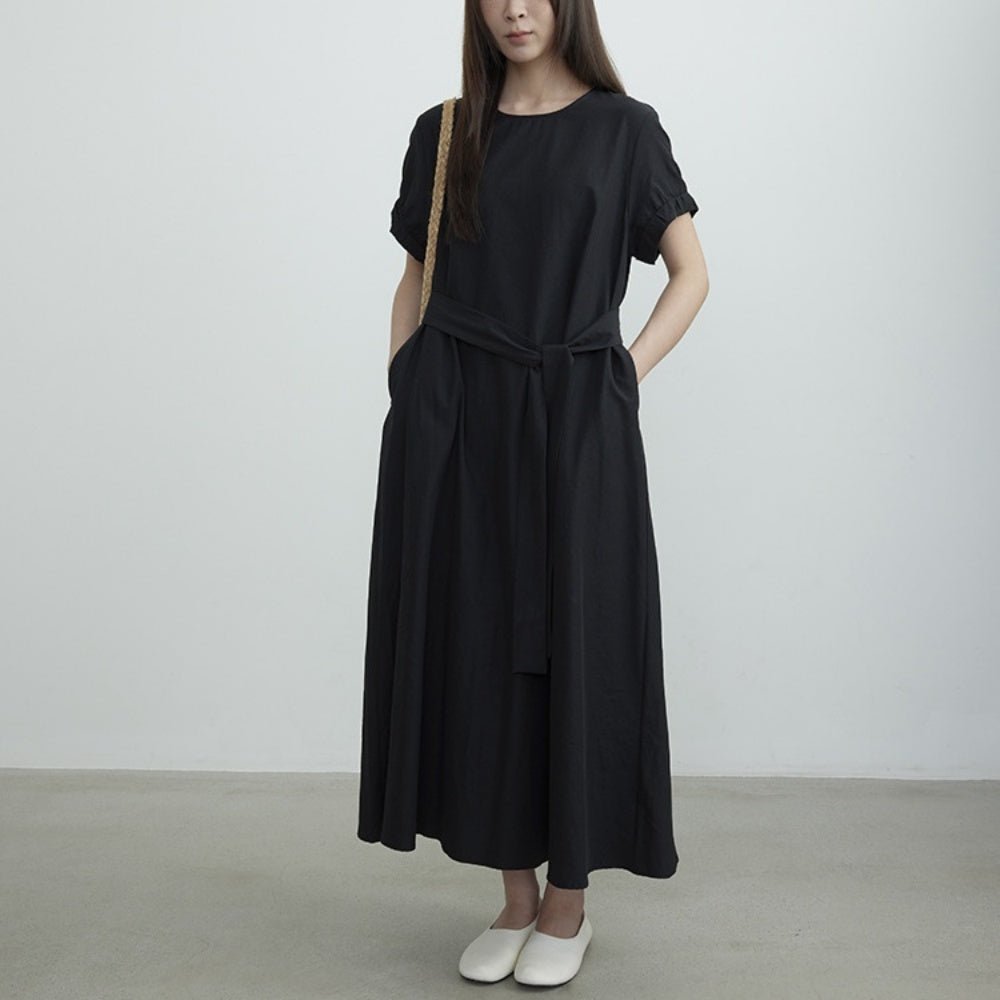 半袖ウエストマークAラインワンピース｜オフィスカジュアル レディース 通販【ミレジェネ】