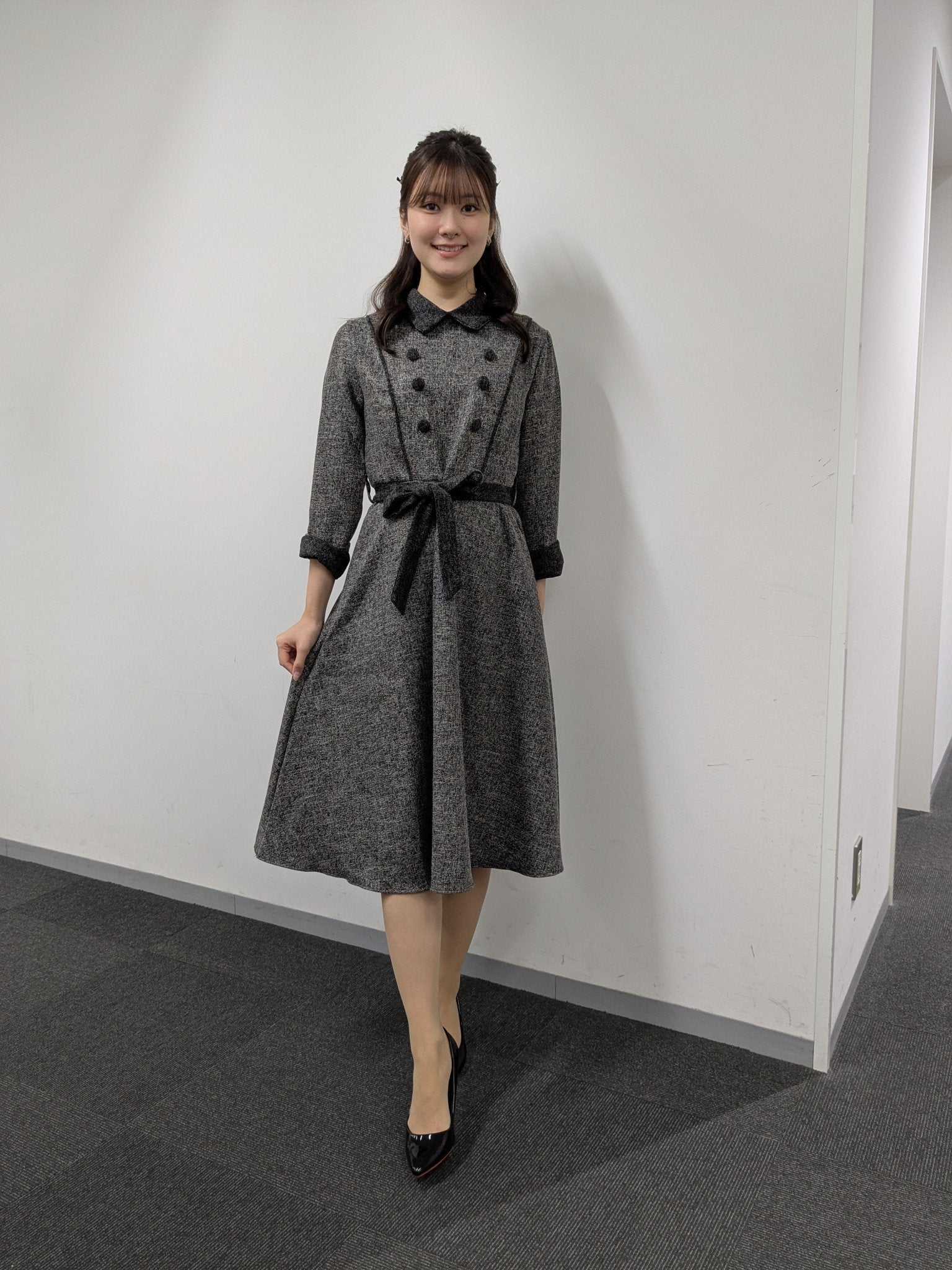 Rene ワンピース　リボン　お受験　学校　グレー　オフィス Rene ルネ ネイビーワンピース ドレス 38 お受験 面接ネイビー