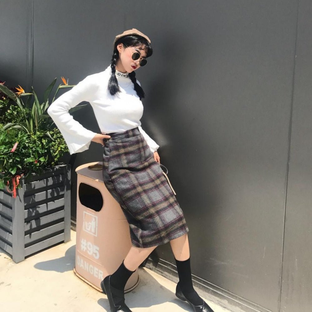 チェック柄Ａラインミディスカート｜オフィスカジュアル レディース 通販【ミレジェネ】