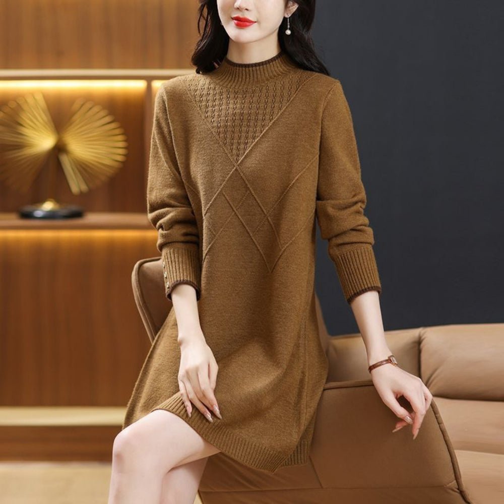 ハイネックAラインニットワンピース｜オフィスカジュアル レディース 通販【ミレジェネ】