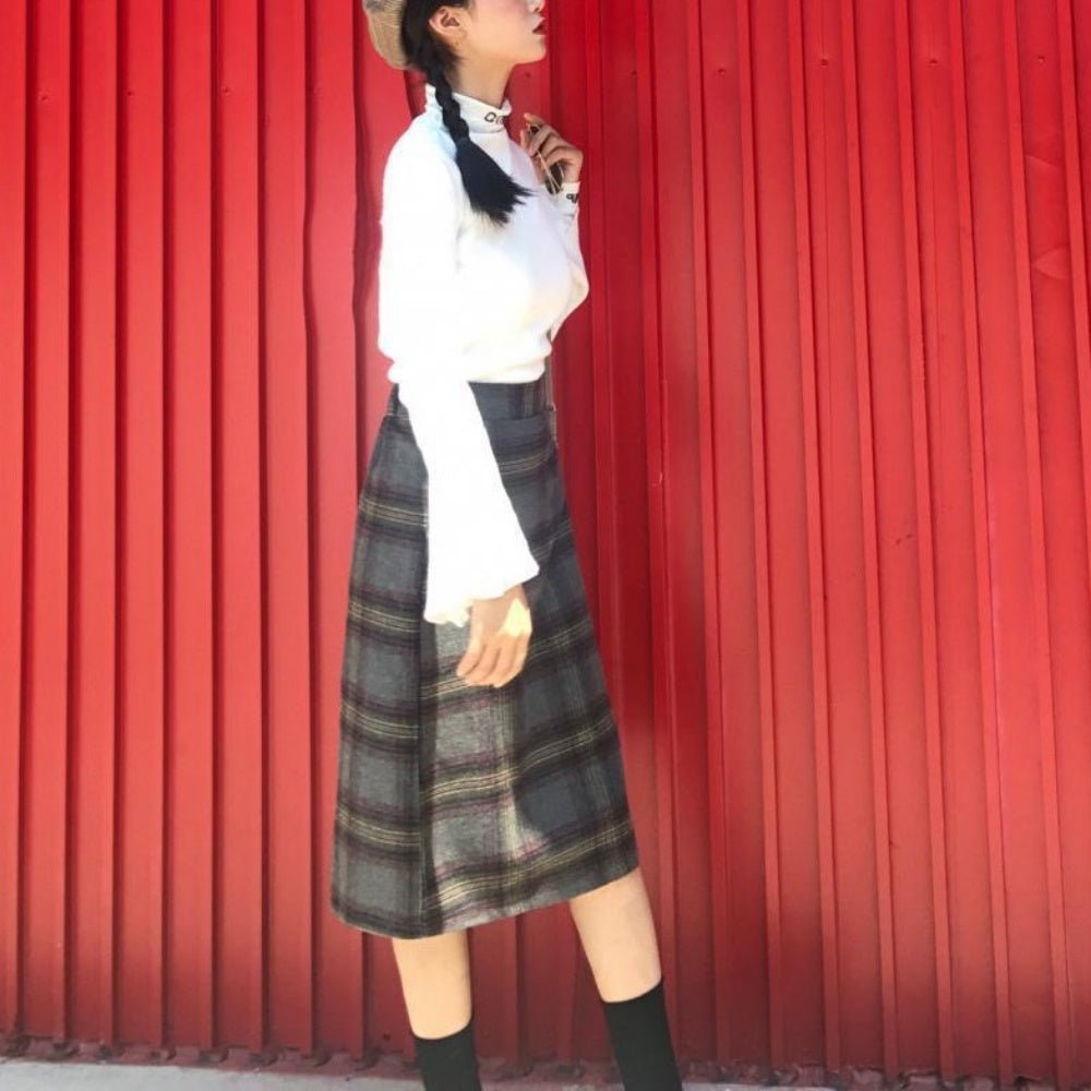 チェック柄Ａラインミディスカート｜オフィスカジュアル レディース 通販【ミレジェネ】