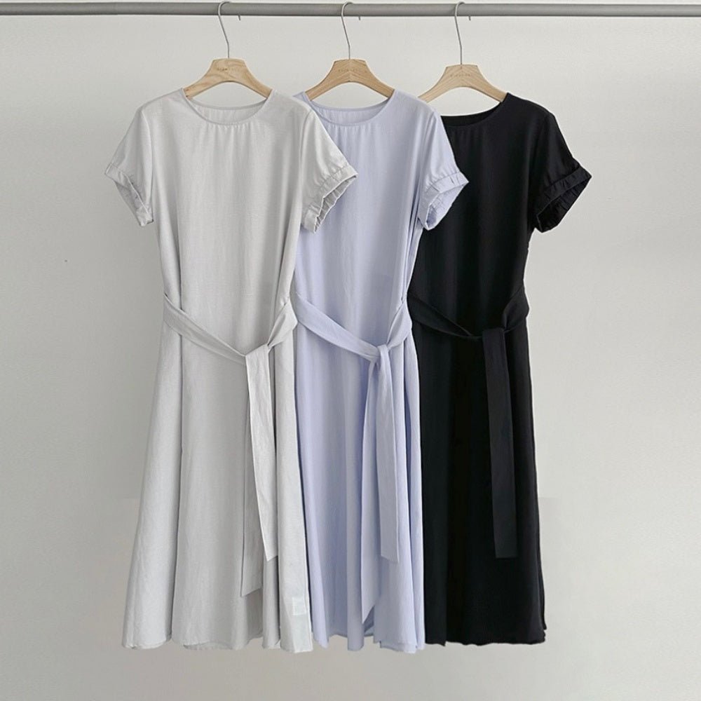 半袖ウエストマークAラインワンピース｜オフィスカジュアル レディース 通販【ミレジェネ】