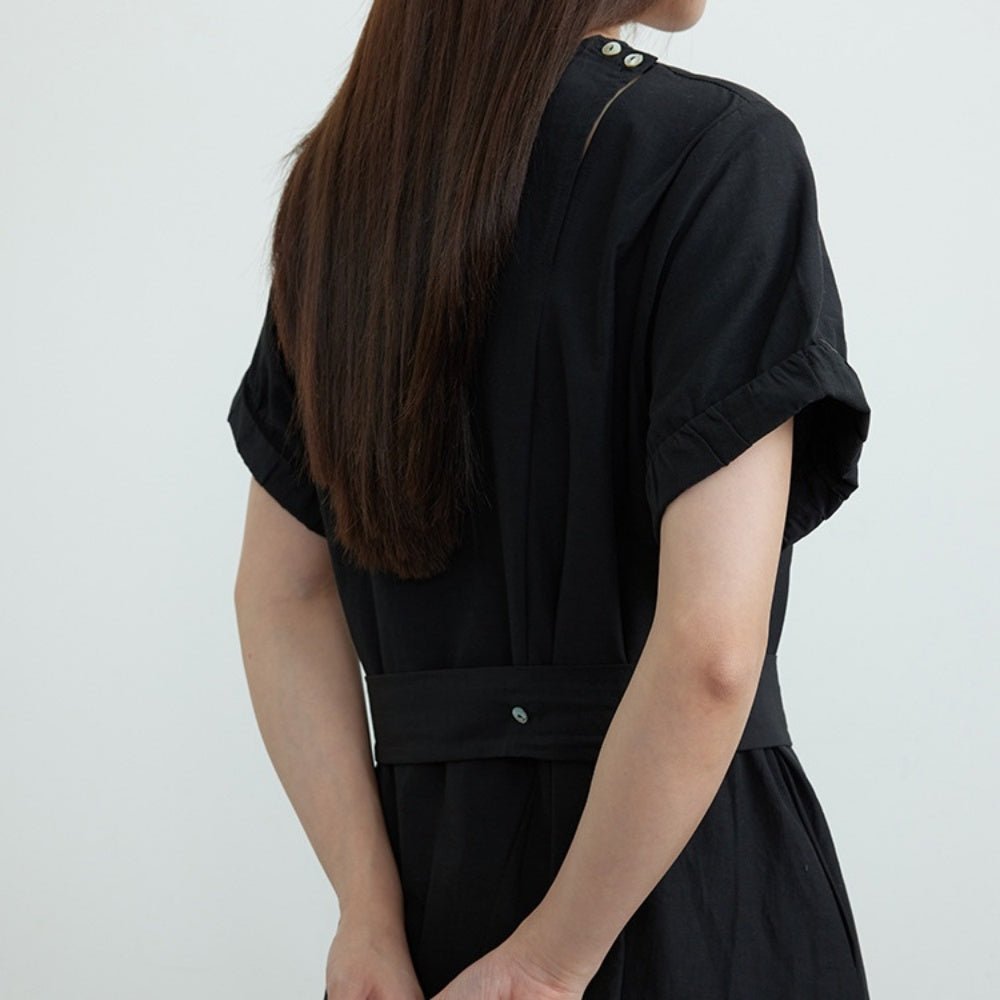 半袖ウエストマークAラインワンピース｜オフィスカジュアル レディース 通販【ミレジェネ】