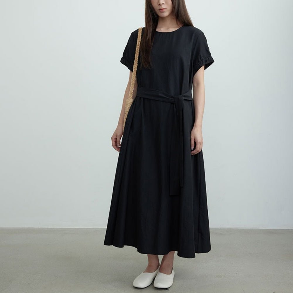 半袖ウエストマークAラインワンピース｜オフィスカジュアル レディース 通販【ミレジェネ】