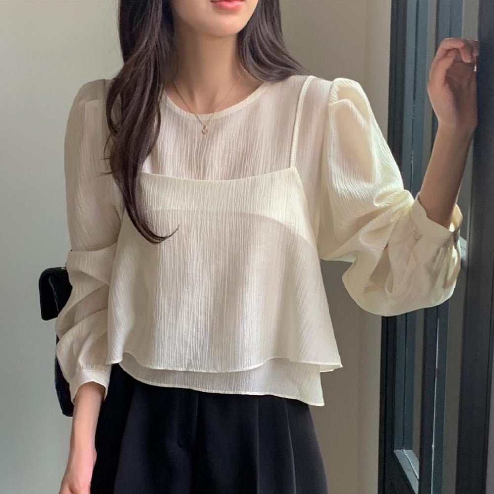 同素材キャミ付きブラウスアンサンブル｜オフィスカジュアル レディース 通販【ミレジェネ】