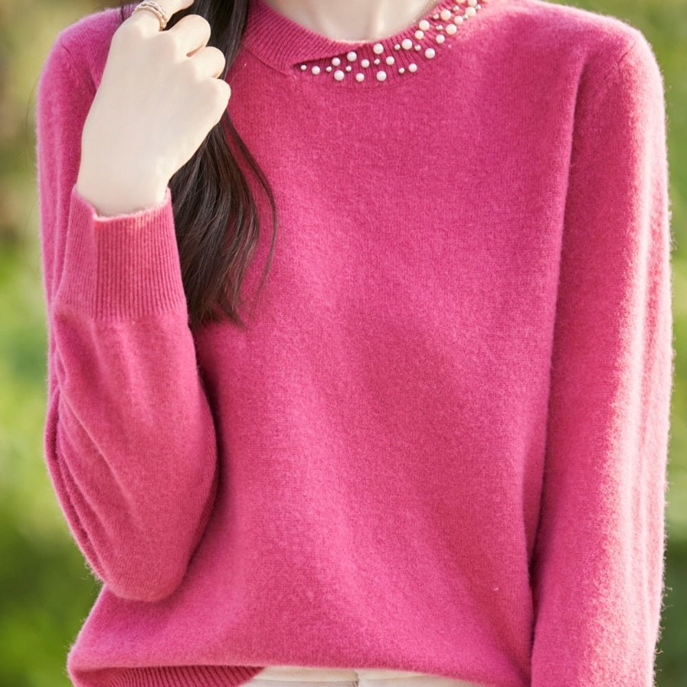 パールビジュー付ニットセーター｜オフィスカジュアル レディース 通販【ミレジェネ】