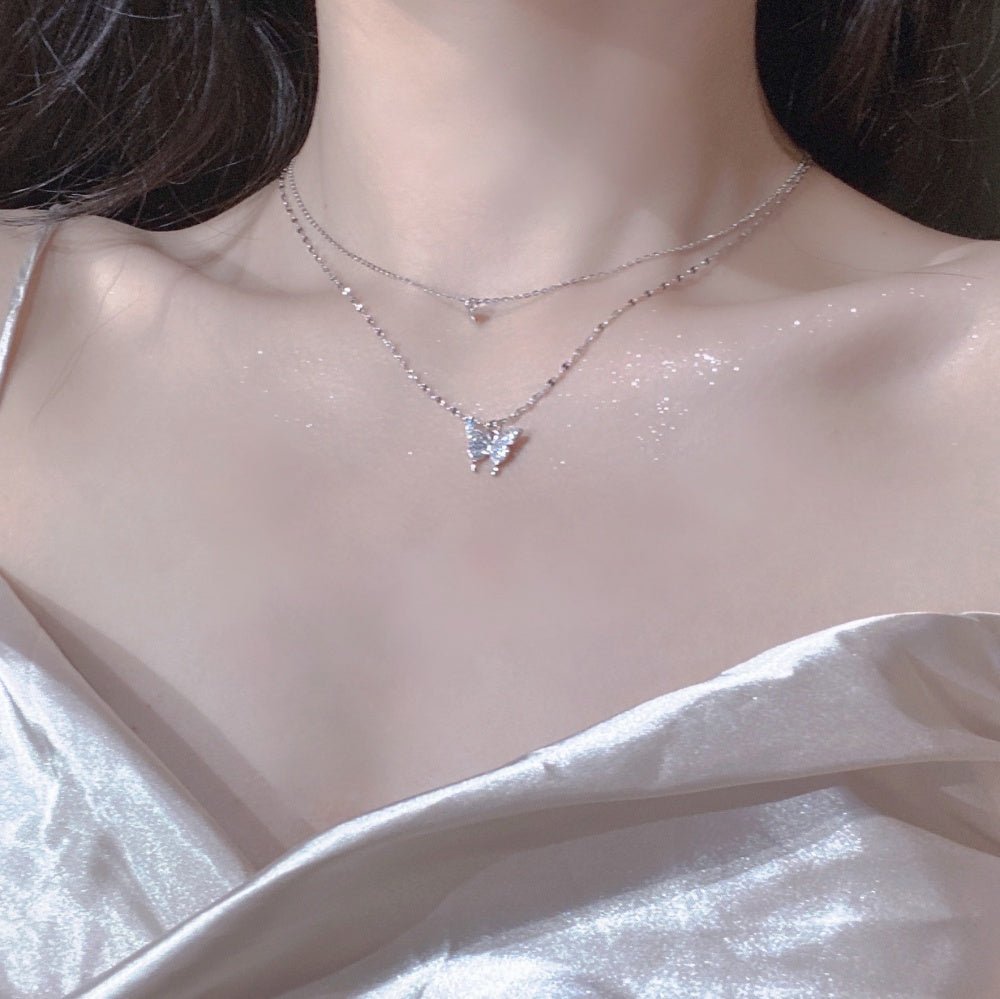 バタフライモチーフダブルネックレス｜オフィスカジュアル レディース 通販【ミレジェネ】